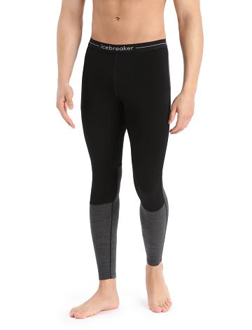 Men's Icebreaker 200 ZoneKnit™ Merino Leggings Base Layers Black / Jet Heather | CA 1606CTVE